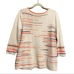 Peck & Peck Crew Neck Oatmeal Sweater 100% Cotton Size Small